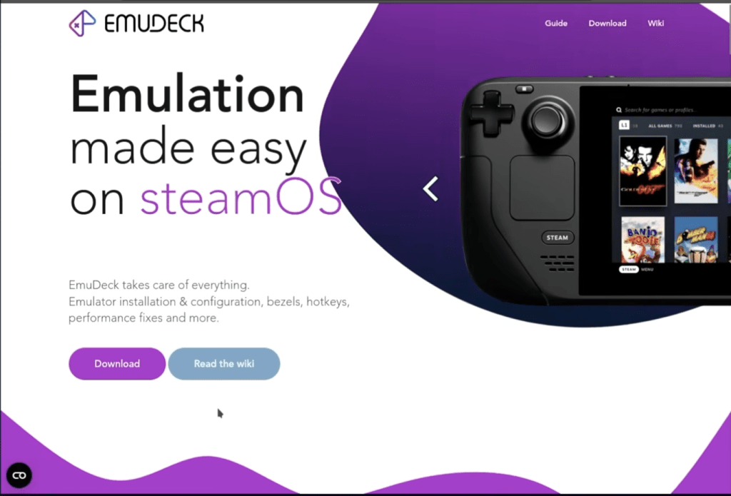 Steam Deck Discover app interface showing EmuDeck installation screen